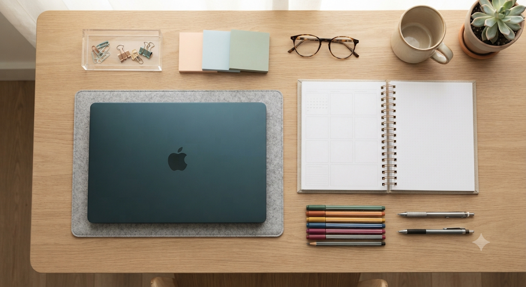 Teacher writing a weekly lesson plan at a desk
