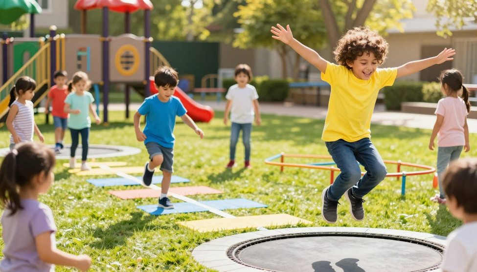 children jumping like frogs