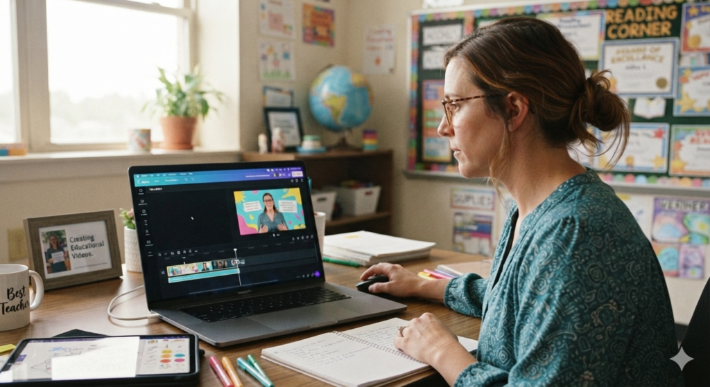  Teacher creating educational videos 