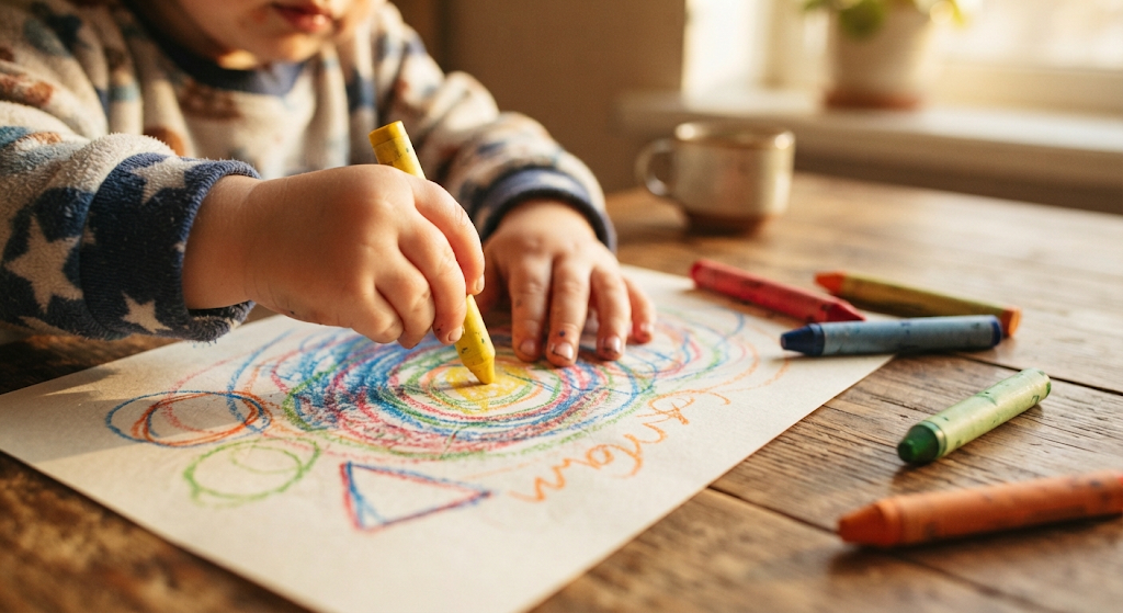 Young child drawing a picture to express their feelings